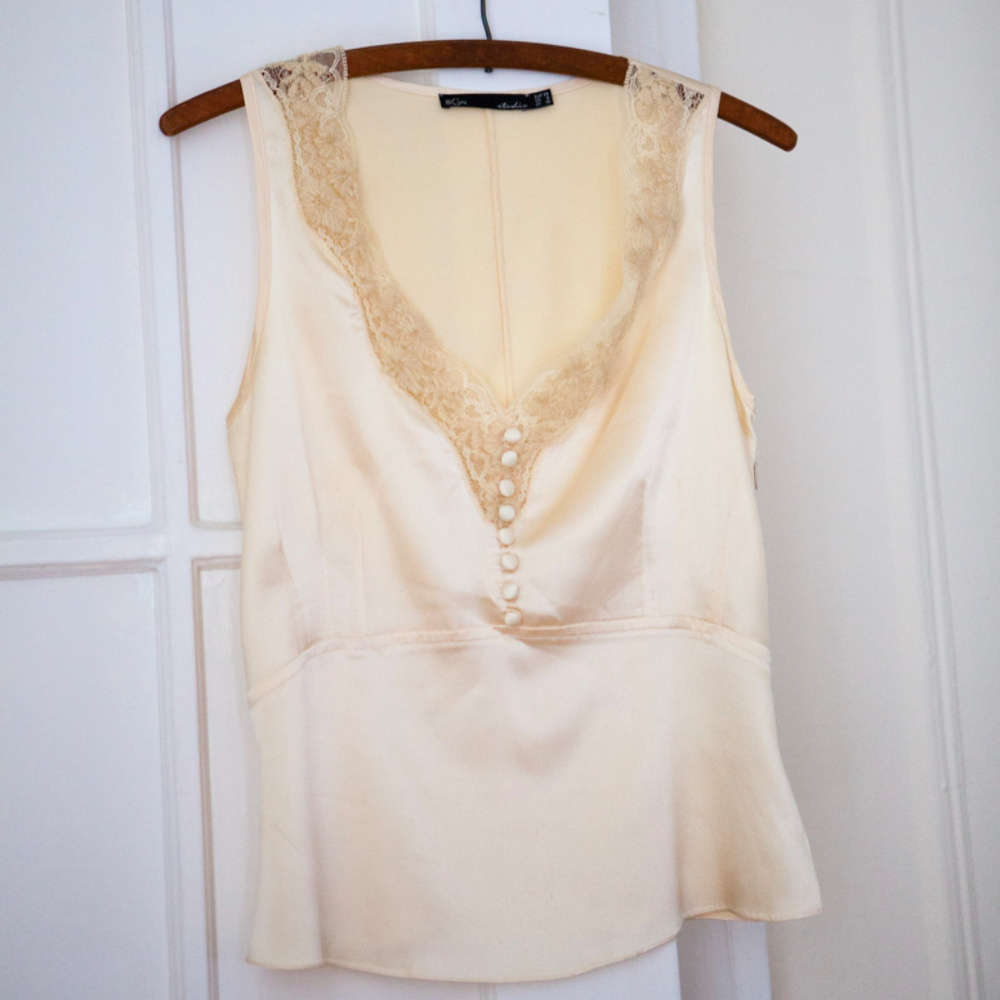 Silk Camisole Top w/ covered buttons